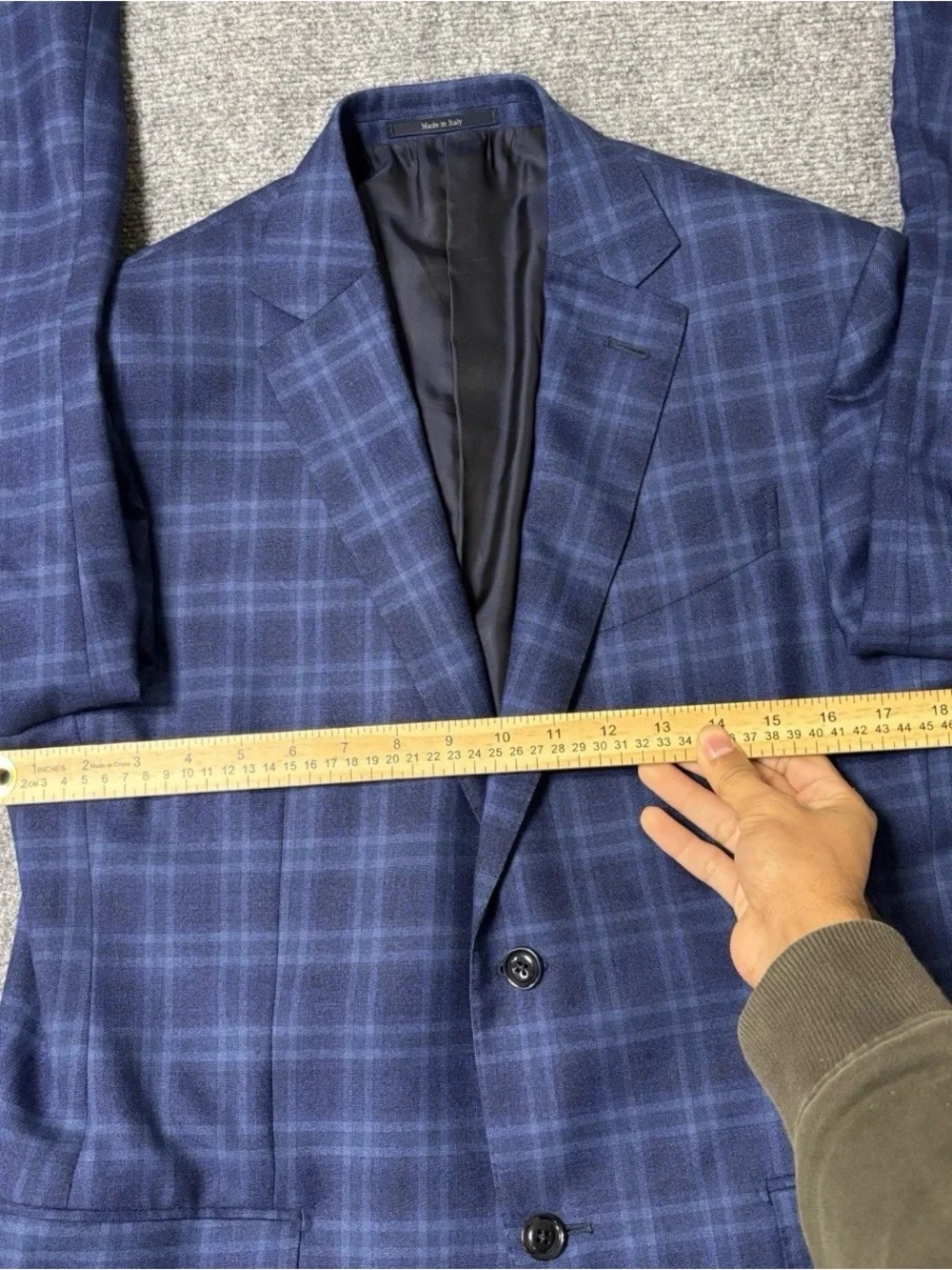 Ermenegildo Zegna Men’s Blue Checkered Wool Blazer Sz 7-50R